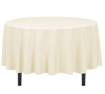 LTC LINENS Ivory Round Tablecloth 90 Inch – Stain and Wrinkle Resistant Table Cloth for Ro