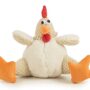 goDog Checkers Fat Rooster Squeaky Plush Dog Toy, Chew Guard Technology - White, Large