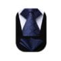 HISDERN Plaid Blue Tie Handkerchief Woven Classic Men's Necktie & Pocket Square Set,Navy B