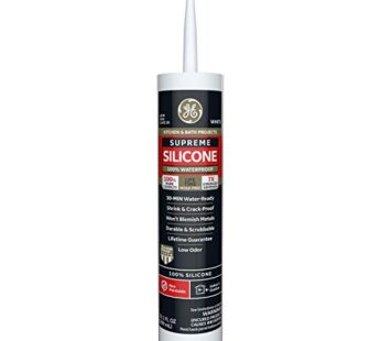 GE GEM90007 Silicone II 1-Hour Shower Ready Kitchen and Bath Sealant, 9.8 oz Cartridge, Wh