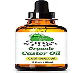 Nature Drop Organic Castor Oil,2 oz – 100% USDA Certified Pure Cold Pressed Hexane free –