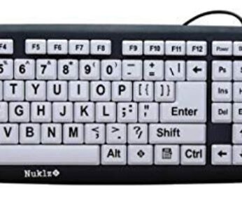 Nuklz N Large Print Computer Keyboard | Visually Impaired Keyboard | High Contrast Black a