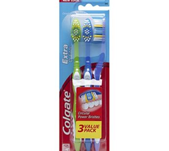 Colgate Extra Clean Full Head Toothbrush, Medium – 3 Count (Pack of 1)