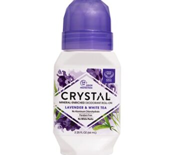 Crystal Mineral Deodorant Roll-On, Lavender & White Tea, Purple, 2.25 Fl Oz