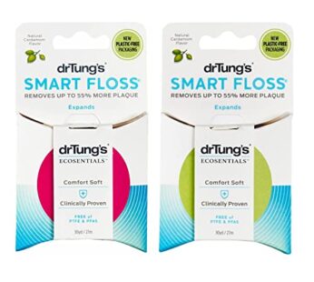 DrTung’s Smart Floss – Natural, PTFE & PFAS Free Floss, Gentle on Gums, Expands & Stretche