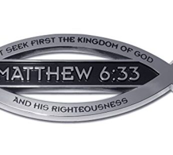 Christian Fish Matthew 6:33 Verse Chrome Auto Emblem