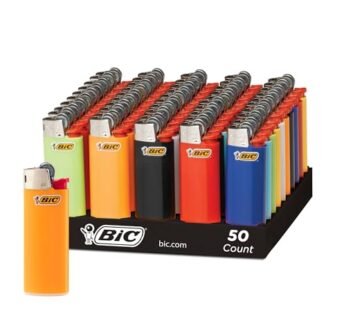 BIC Mini Pocket Lighters, Assorted Bright Colors, 50-Count Tray, Safe and Reliable Child-R