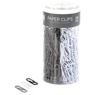 U Brands Paper Clips, Medium 1-1/8-Inch, Black White and Gray Fashion Colors, 300-Count