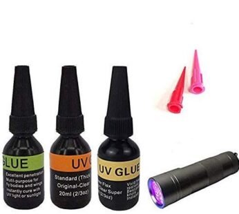 Riverruns UV Clear Glue Three Glue Formula Thick,Thin and Super Flew +12 LED Power Light F