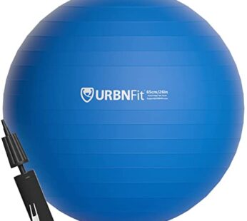 URBNFit Exercise Ball (65 Cm) for Stability & Yoga – Workout Guide Incuded (Blue)
