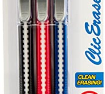 Pentel Clic Retractable Eraser with Grip, 3 Pack