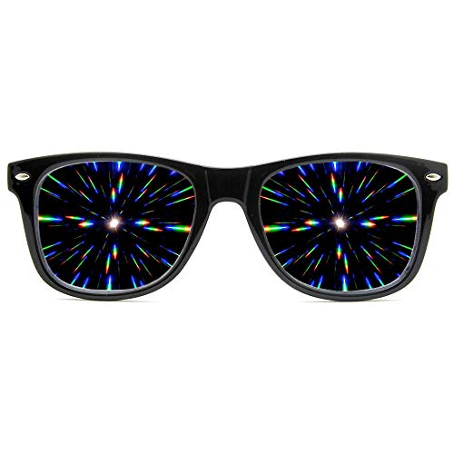 GloFX Ultimate Diffraction Glasses - Black - 3D Prism Effect EDM Rainbow,Black, - Image 2