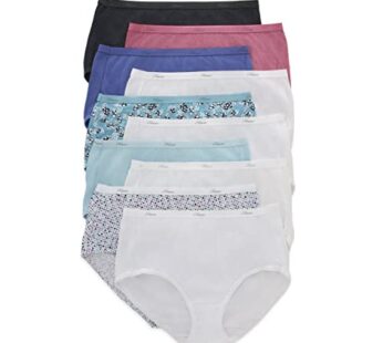 Hanes Women’s Briefs Panties Pack, 100% Cotton Underwear, Moisture-Wicking Underwear, Ultr