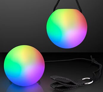 LED Poi Ball Swirling Light Rave Toy (Set of 2) Color Changing Poi Balls