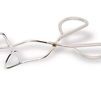 Better Houseware 10″ Angled Tongs, Silver with White Handle