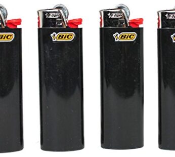 Lot of 4 Bic Ebony Jet Black Full Size Lighters New
