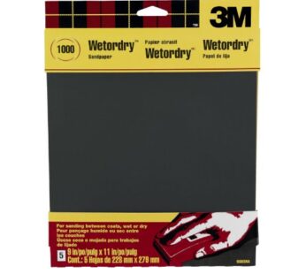 3M 9083NA-20 Wetordry Sandpaper, 1000-Grit, 9 11-Inch, 5 Sheets-9083NA-20, Black, 5 Count