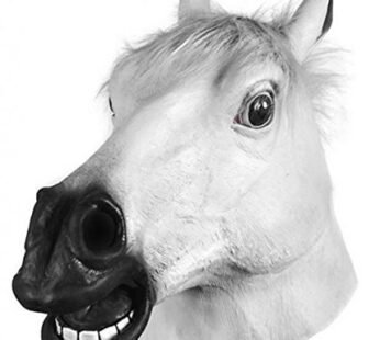 Horror Scary White Horse Head Mask for Halloween Cosplay Costume Party