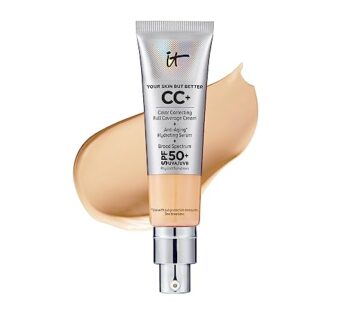 IT Cosmetics Your Skin But Better CC+ Cream, Medium (W) – Color Correcting Cream, Full-Cov