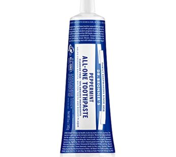 Dr. Bronner s – All-One Toothpaste (Peppermint, 5 ounce) – 70% Organic Ingredients, Natura