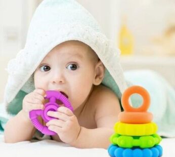 Stacking Baby Teether Toy – Sensory Silicone Teething Rings for Babies   Promote Motor Ski