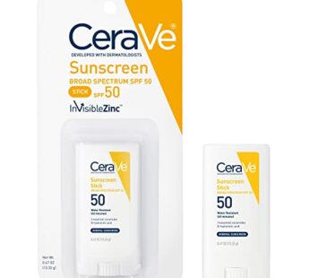 CeraVe Mineral Sunscreen Stick SPF 50 | Broad Spectrum SPF + Hyaluronic Acid + Ceramides |