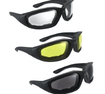 HiSurprise 3 Pair Motorcycle Riding Glasses Smoke Clear Yellow