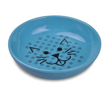 Van Ness Pets EcoWare Whisker-Friendly Cat Bowl, Wide Dish Cat Dish, 8 OZ, Blue