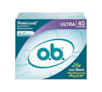 o.b. Tampons | Non-Applicator Tampon, Unscented | Ultra Tampons, 40ct