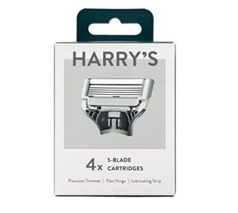 Harry’s Razor Blades (1 Pack of 4) in Durable Hinged Water Friendly Travel Case
