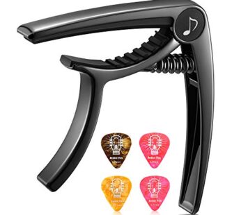 Donner Guitar Capo for Electric and Acoustic Guitar DC-2, Ukulele Capo Black with 4 Picks