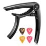 Donner Guitar Capo for Electric and Acoustic Guitar DC-2, Ukulele Capo Black with 4 Picks