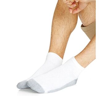 Hanes Men`s Ankle Socks, 186V12,12-Pack, 10-13, White (Shoe Size 6-12)