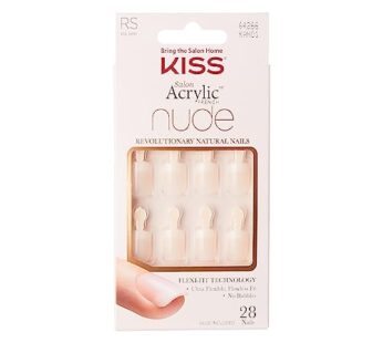 KISS Salon Acrylic Press On Nails, Nail glue included, Breathtaking’, French, Real Short S