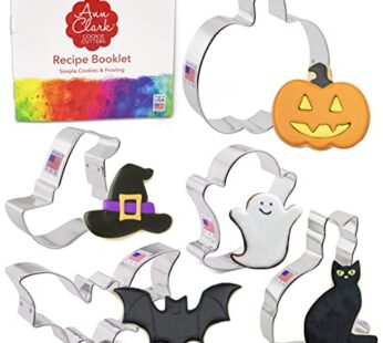 Halloween Cookie Cutters Premium 5-Pc. Set Made in USA by Ann Clark, Pumpkin, Ghost, Bat,