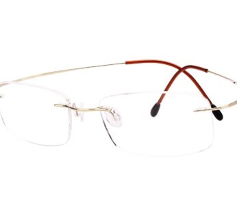 Agstum Titanium Rimless Flexible Frame Hingeless Optical Eyeglasses Clear Lens (Gold, Non-