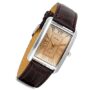 Lancardo Men's Square Watch Retro Vintage Quartz Analog Silver Tone Case Crocodile Pattern