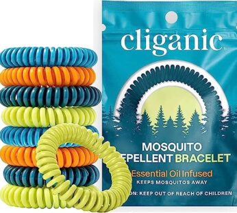 Cliganic 10 Pack Mosquito Repellent Bracelets, DEET-Free Bands, Individually Wrapped (Pack