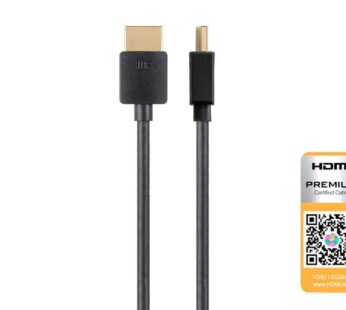 Monoprice 4K Certified Premium High Speed Slim HDMI Cable – 4K60Hz, 18Gbps, HDR, 2ft, Blac