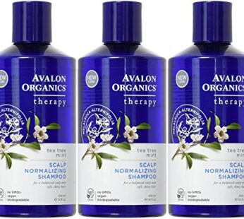 Avalon Organics Scalp Normalizing Shampoo, Tea Tree Mint Therapy 14 oz (Pack of 3)