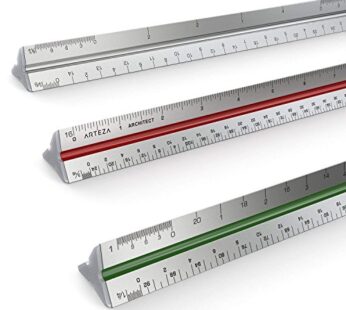 Arteza Architect Scale Ruler, Imperial, 12-Inch Color-Coded Professional-Grade Aluminum Tr