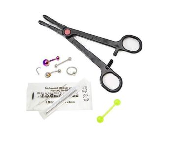 BodyJewelryOnline Body Piercing Kit -Belly Button,Tongue, Nipple, Lip, Nose 14G & 18G Pier
