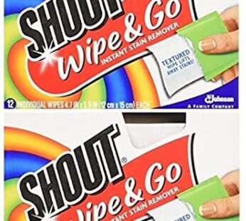 Shout Wipes – Portable Stain Treater Towelettes Pack of 2, 24 Wipes Count, Multicolor