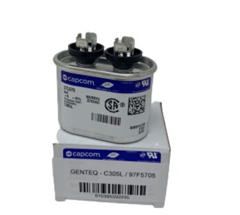 Genteq GENTEQ – C305L / 27L570 GE Capacitor Oval 5 uf MFD 370 Volt 97F5705 (Replaces Old G