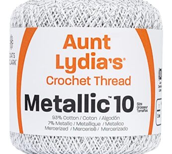 Red Heart Metallic Crochet Thread, 10, White/Silver