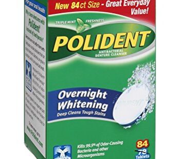 Polident Overnight Whitening Triple Mint Freshness Denture Cleaner Tablets – 84 CT