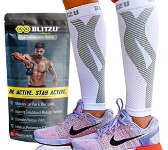 BLITZU Calf Compression Sleeves for Men and Women. Footless Compression Socks Support for