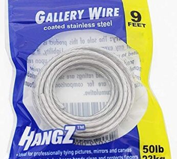 HangZ Picture Wire, Coated Stainless Steel 9ft, 50lb, 2mm Thick, Plastic Coating to Help P