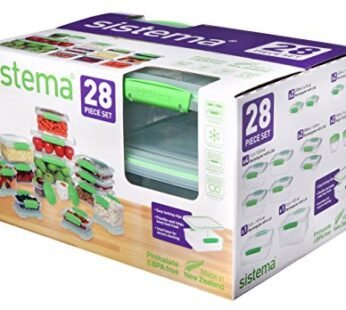 Sistema KLIP IT Accents Collection Food Storage Containers, Clear/Green, 28-Piece Set
