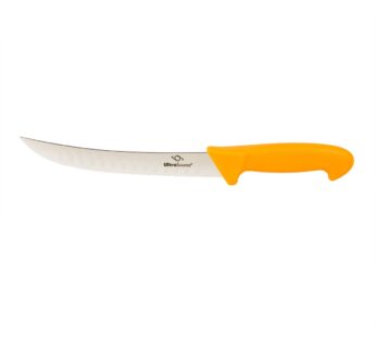 Breaking Butcher Knife, 8 Inch Fluted Blade, Composite Handle, Orange